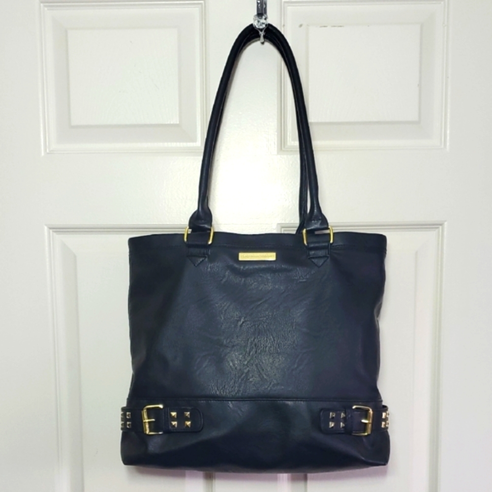 Christian Siriano RockerTote Shoulder Bag - Faux Leather & Gold Studs Accents
